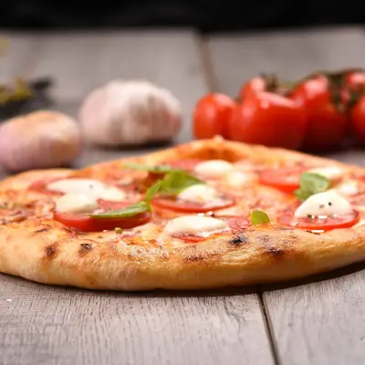 Margherita pizza with fresh basil
