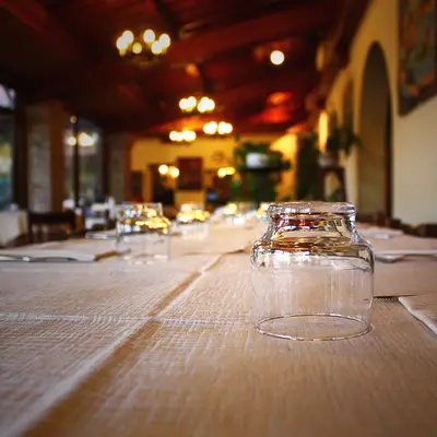 Empty trattoria dining room