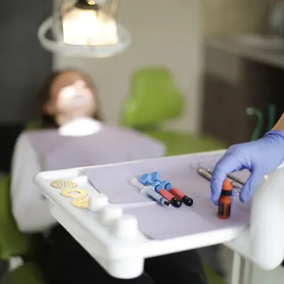 Tray of dental instruments