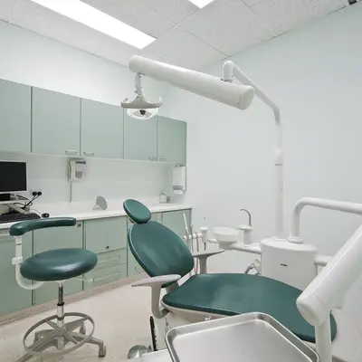 Treatment room with a dental unit