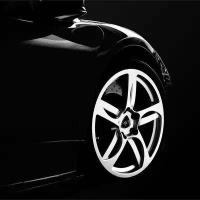 Alloy wheel against black