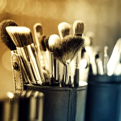Make-up brushes in a holder
