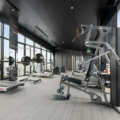 Gym floor with resistance machines