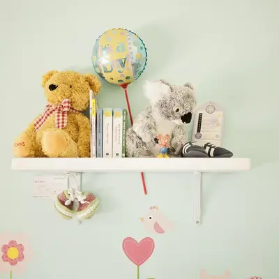Nursery shelf with soft toys