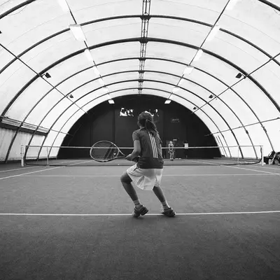 Indoor court under a domed roof