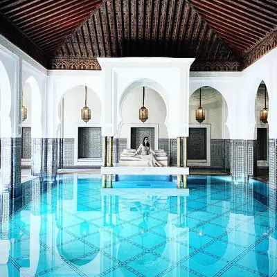 Hammam pool under arched vaults